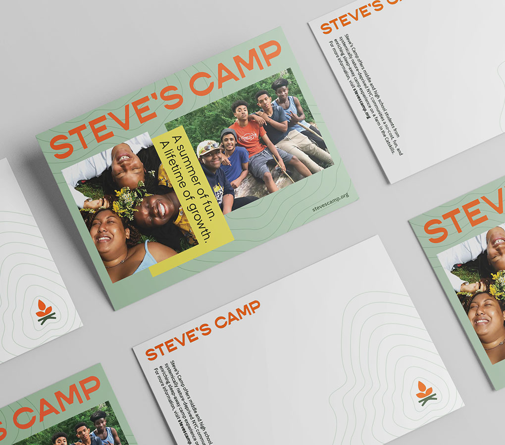 An arrangement showing the fronts and backs of camp postcards