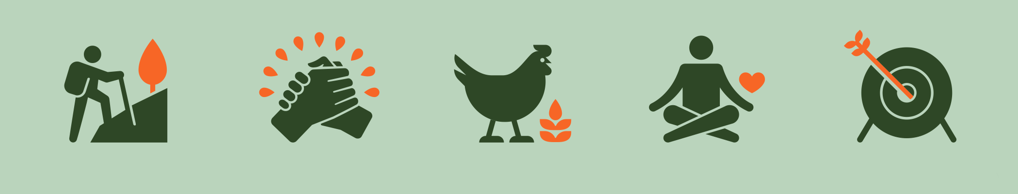 A group of five camp-related icons