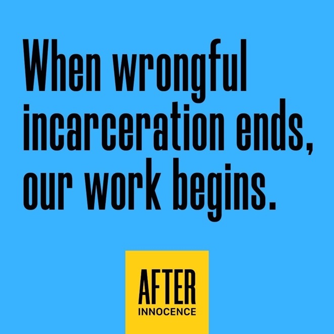 An array of statistics and exoneree photos and stories articulate the important and challenging work of After Innocence.