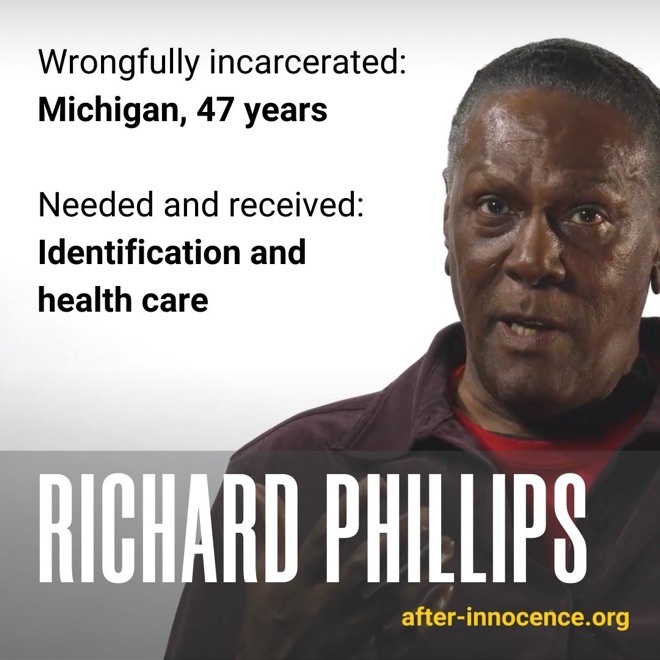 An array of statistics and exoneree photos and stories articulate the important and challenging work of After Innocence.