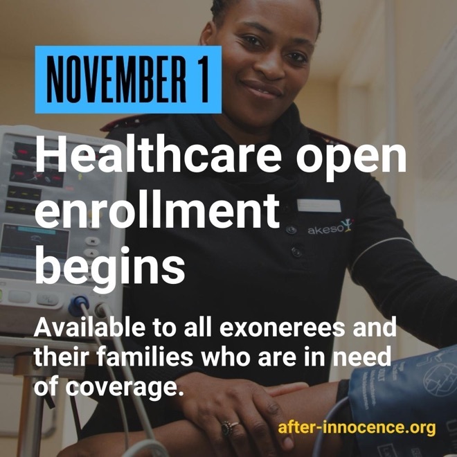 An array of statistics and exoneree photos and stories articulate the important and challenging work of After Innocence.