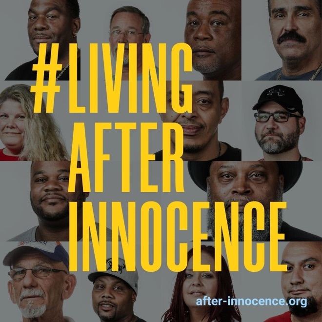 An array of statistics and exoneree photos and stories articulate the important and challenging work of After Innocence.