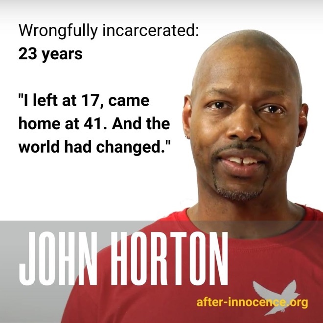 An array of statistics and exoneree photos and stories articulate the important and challenging work of After Innocence.