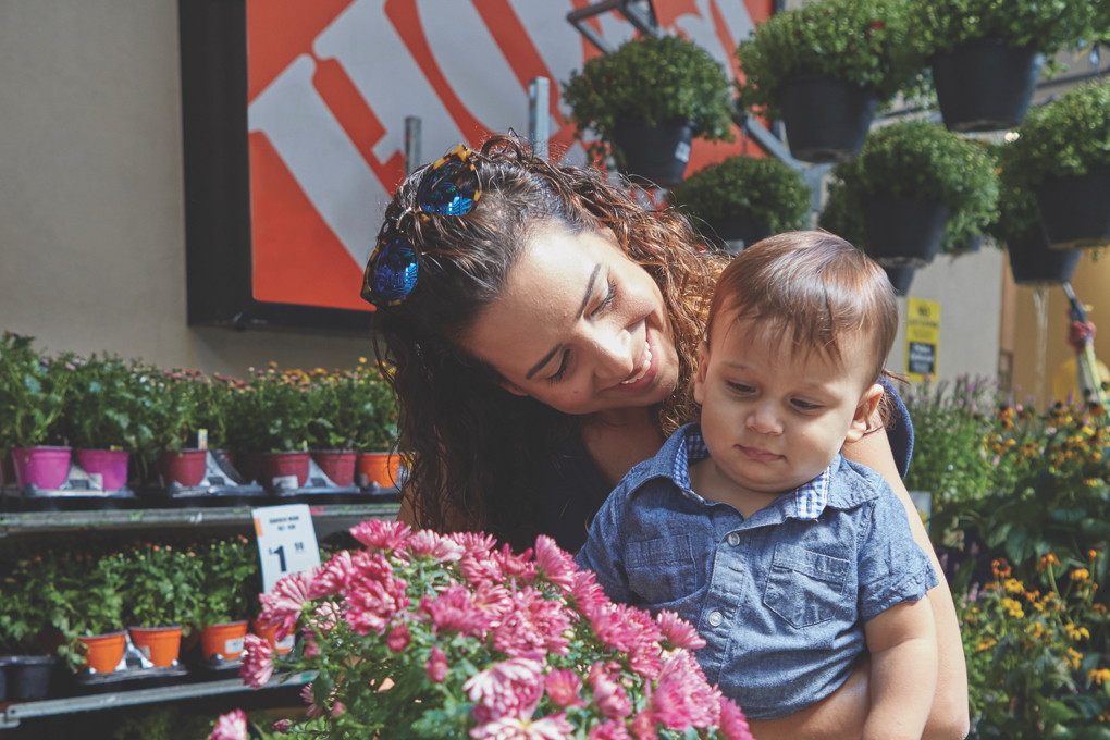 A woman and her son shop for flowers in one of the  Bronx Terminal Market stores.