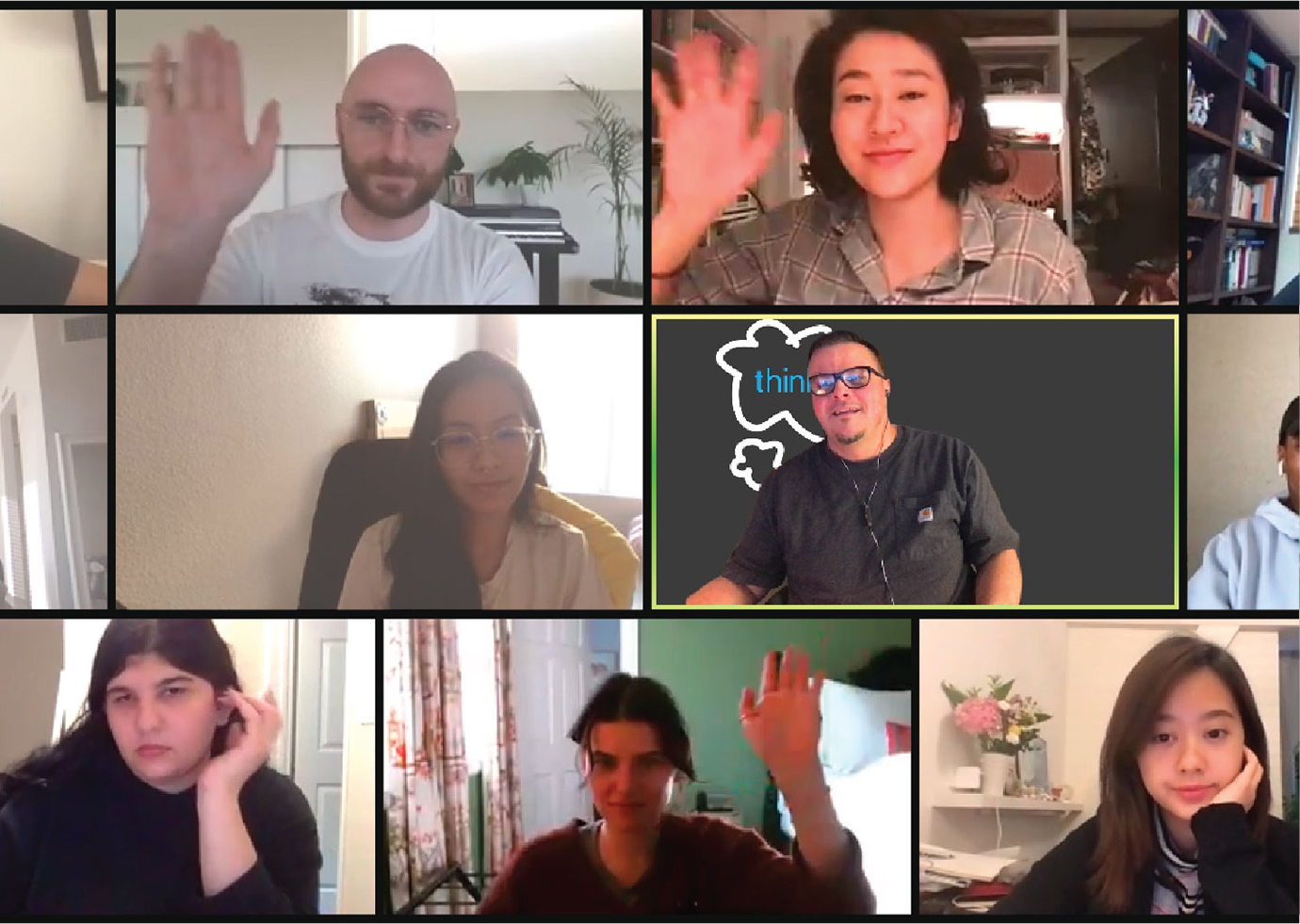 Senior partner Brett Traylor talks with a group of design students over Zoom.