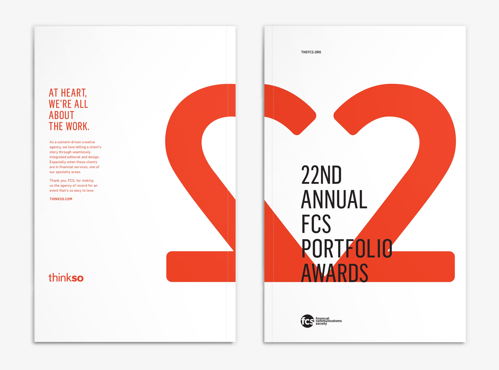Front and back of the Financial Communications Society 22nd Portfolio Awards program.