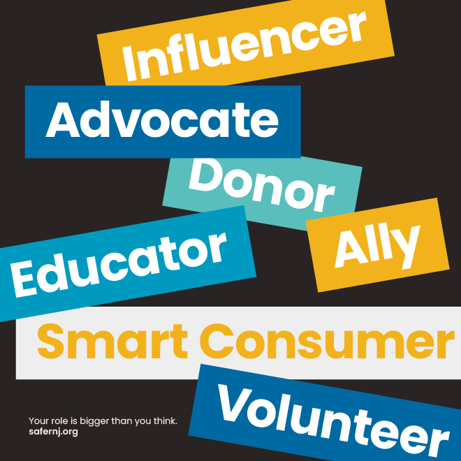 A social media asset citing announcements from NJ Coalition Against Human Trafficking.