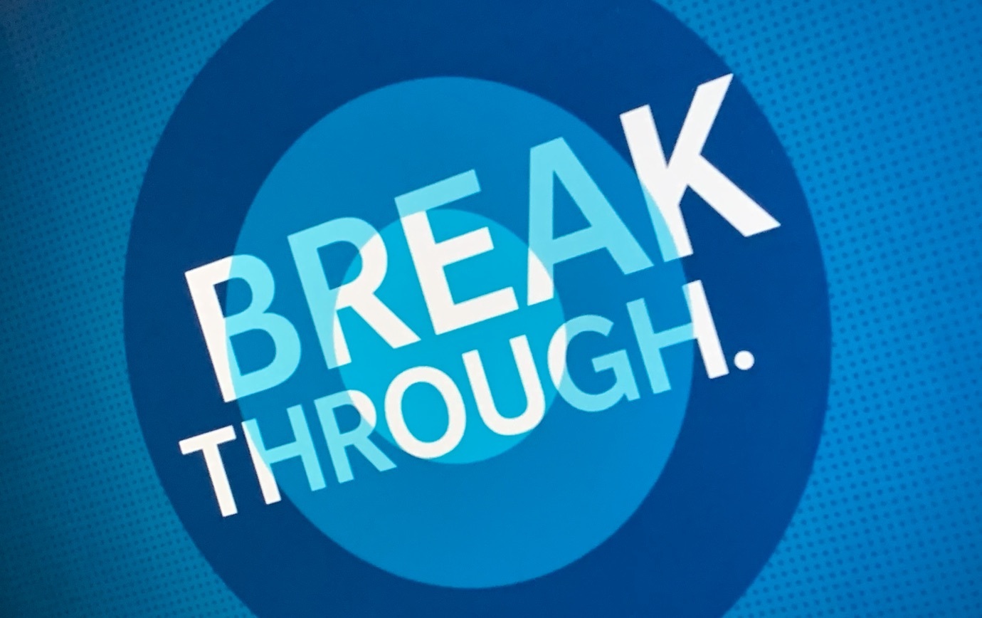 A  close-up of a banner ad featuring Tradeweb’s break through advertising theme.