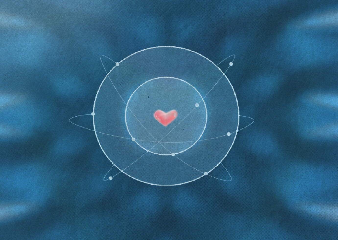 Heart surrounded by moving lines symbolizing energy