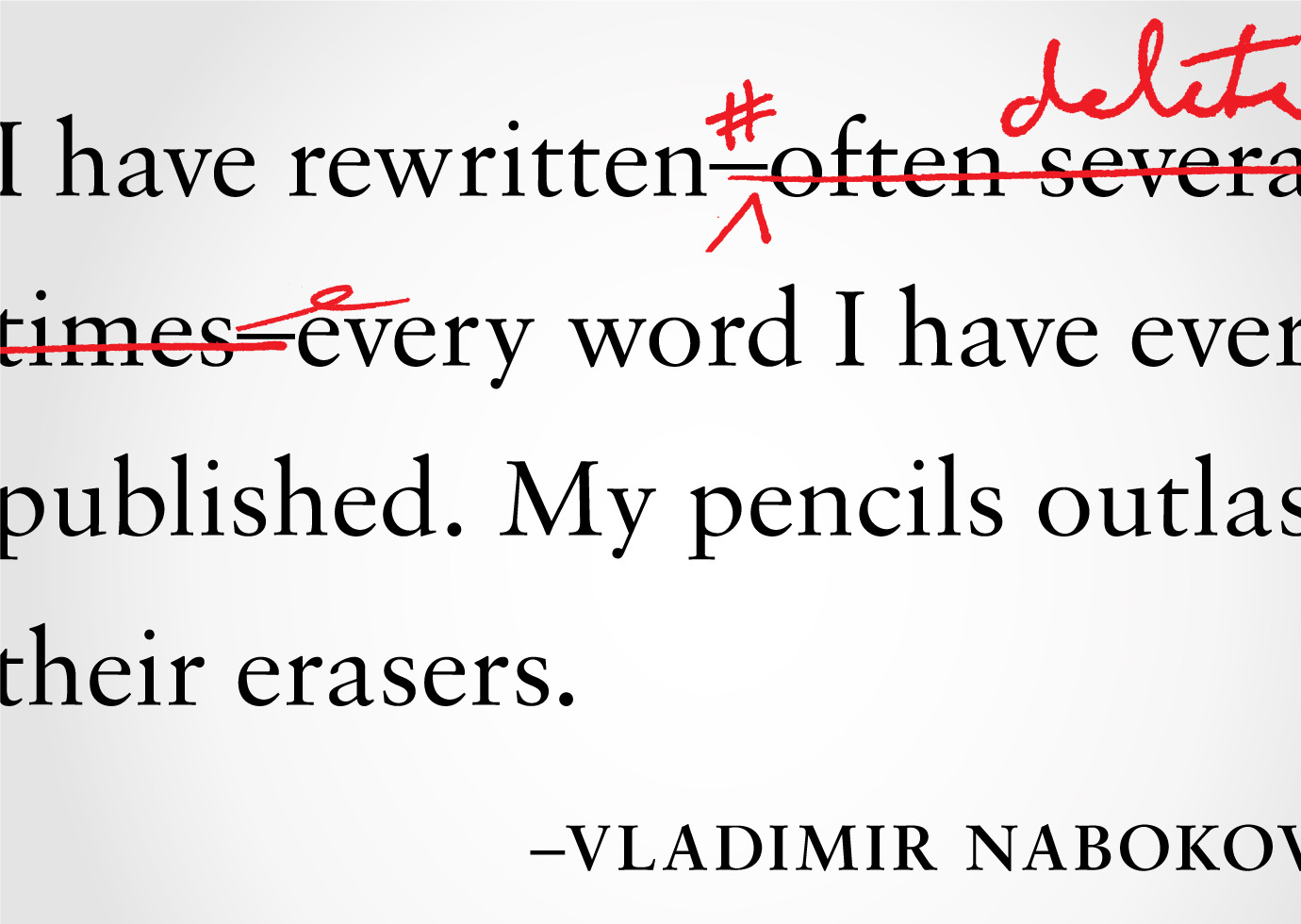 A paragraph marked up with proofreading edits in red ink.
