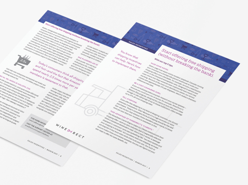 Two examples of Wine Direct's printed thought leadership materials.
