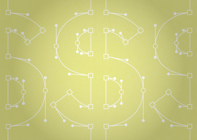 Illustration of dollar signs with bezier points
