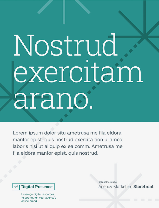 Allstate Agency Marketing Storefront brand collateral template for the Digital Presence marketing platform.