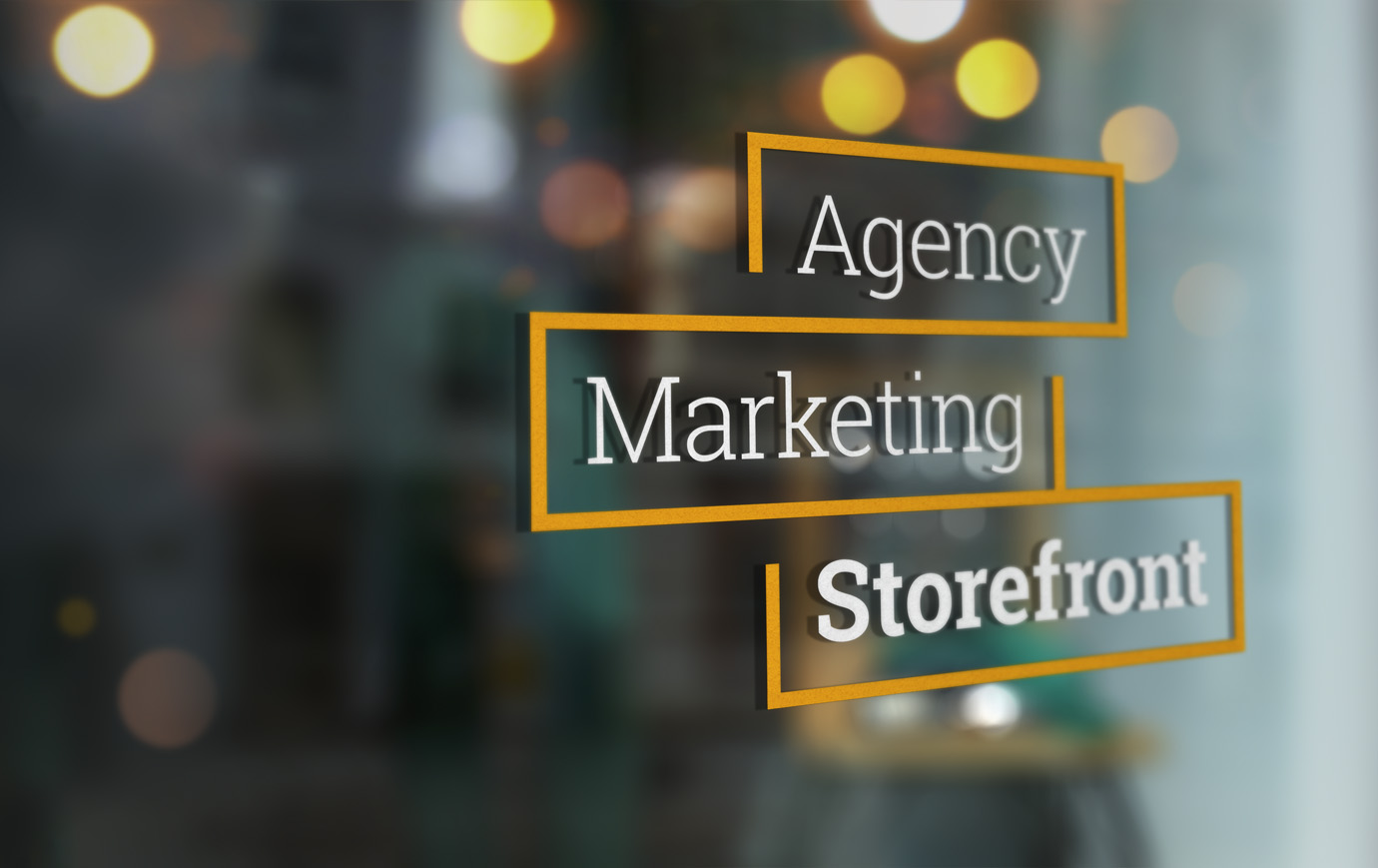 Close up of the Allstate Agency Marketing Storefront logo affixed to a streetront window.