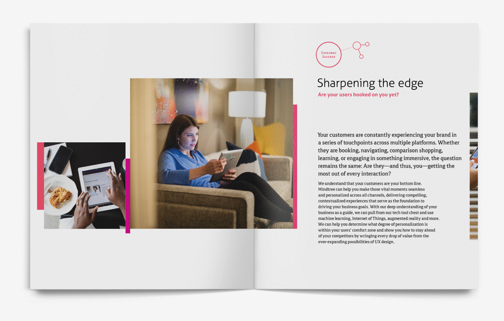 Spread of company brochure with the headline "Sharpening the edge""