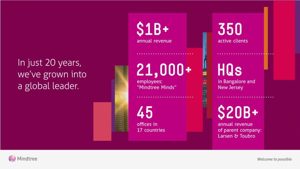A slide from the Mindtree sales deck that shows firm statistics