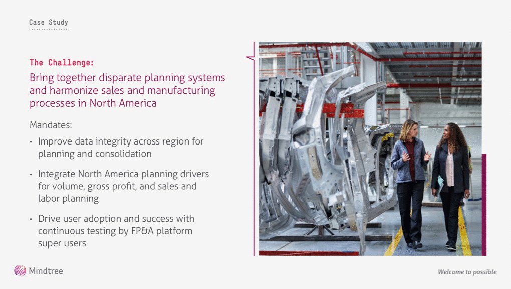 A case study slide from the Mindtree sales deck