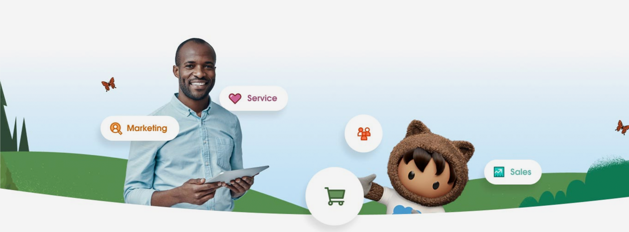 Photo collage with man and animated boy