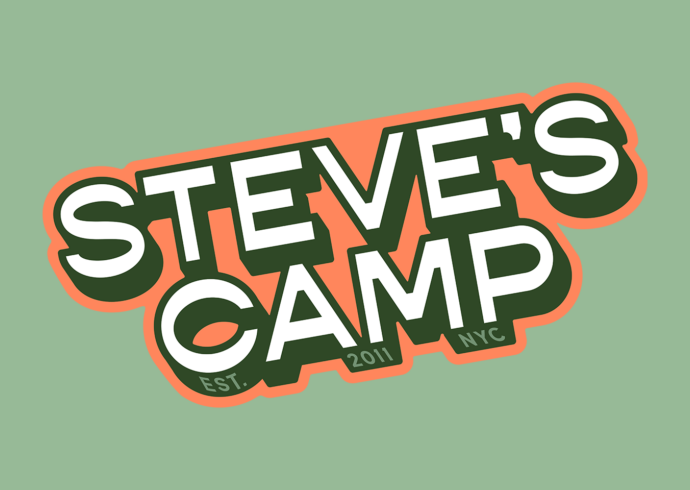 Steve's Camp logo on a green background