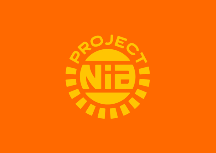 The Project Nia logo, with yellow-gold type set in a circular motif on a deep orange background.